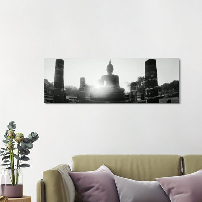 Statue of Buddha at Sunset, Sukhothai Historical Park, Sukhothai, Thailand #3 1 Piece Wrapped Canvas Panoramic Wall Art