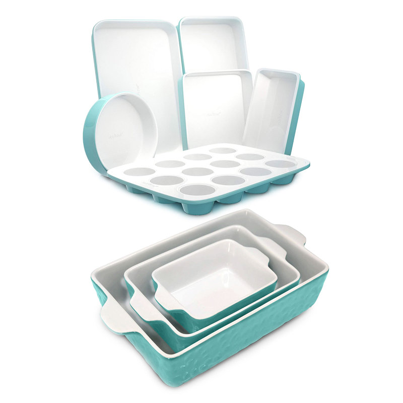 NutriChef 3 Piece Non-Stick Ceramic Bakeware Set