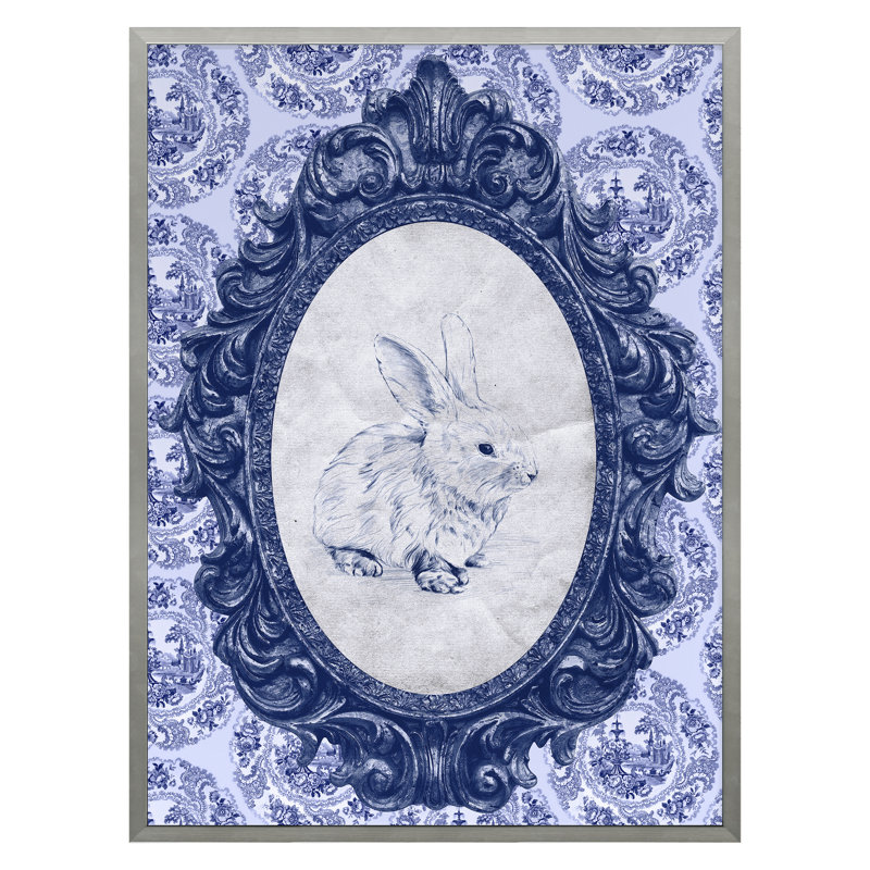 Toile Bunny Print by THE Studio, 20" H x 15" W, Silver Framed