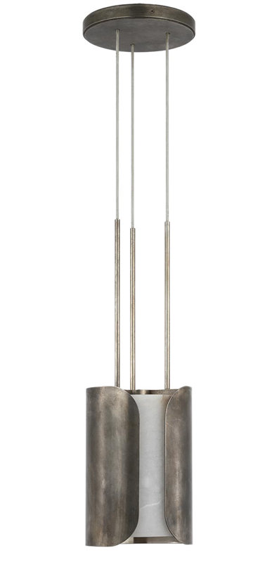 Anne-Marie Barton Armise Pendant with Nova Frost, 242" H x 7.5" W, Mottled Pewter, White