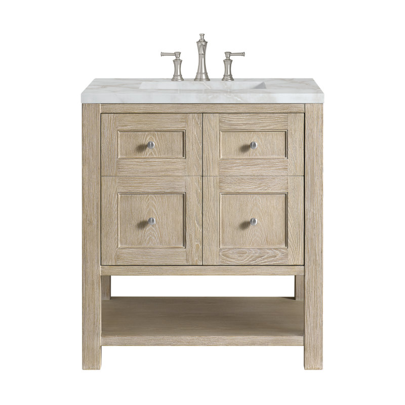 Breckenridge 30'' W Single Vanity, Victorian Silver, 8" Widespread, Whitewashed Oak