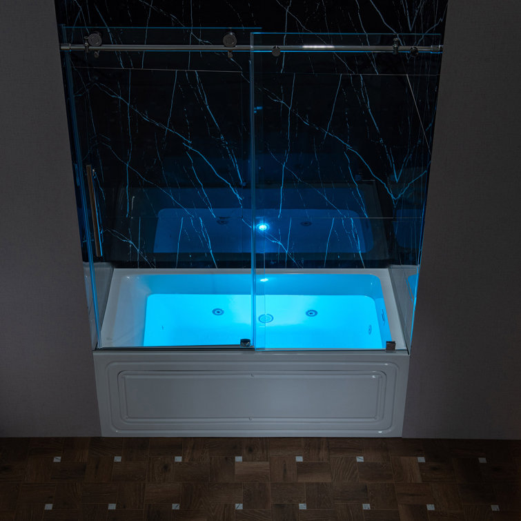 60" X 30" Alcove Acrylic Rectangular Whirlpool Heated Jetted Tub In White With Drain and Overflow