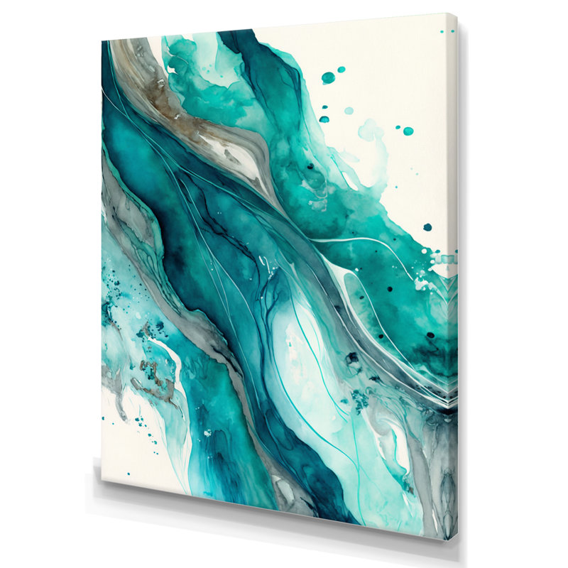 Turquoise Waves in Paradise V - reproduction sur toile, H 32 po x l 16 po x P 1 po, Toile tendue