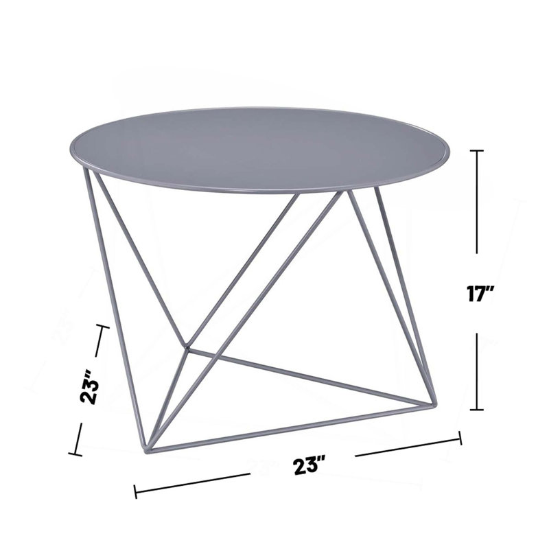 Table de bout ronde en métal pour le salon, Gris