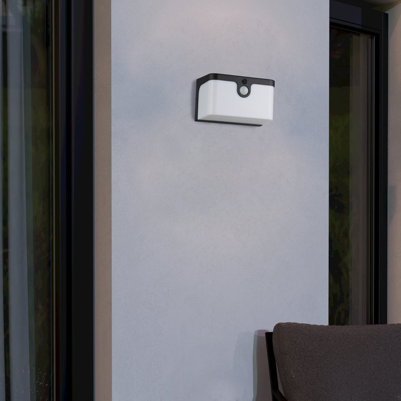 Sowsan Matte Black 11cm H Solar Powered Integrated LED Frosted Glass Outdoor Flush Mount