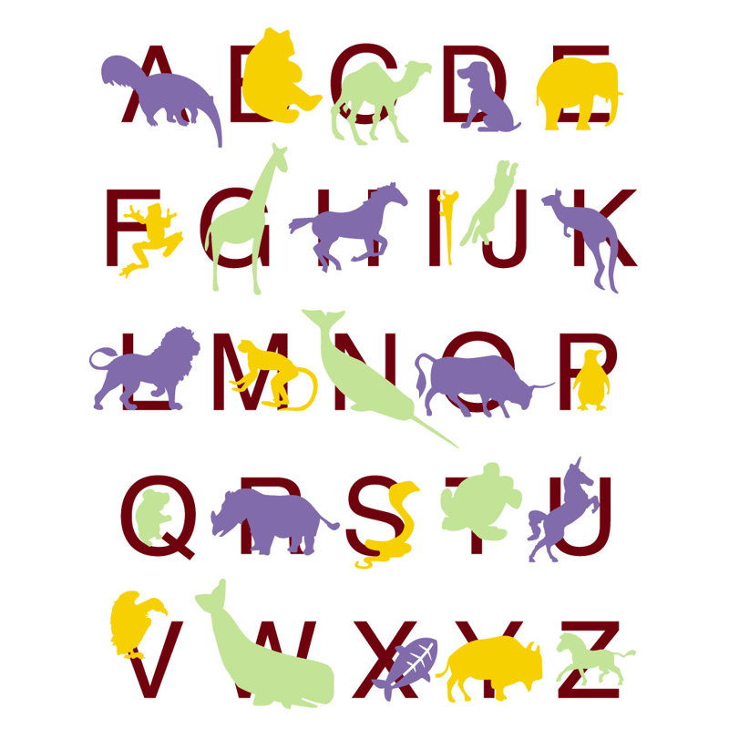 Text & Numbers Non-Wall Damaging Wall Decal, Purple/Yellow/Green, 27" H x 22" W x 0.01" D