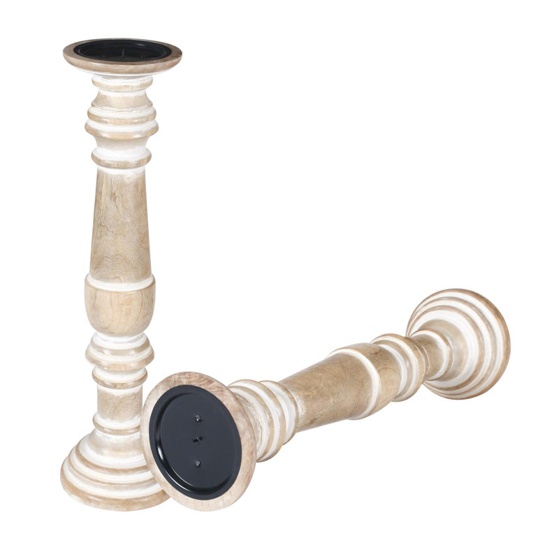 2 Piece Wood Pillar Set, 45cm H x 15cm W x 15cm D