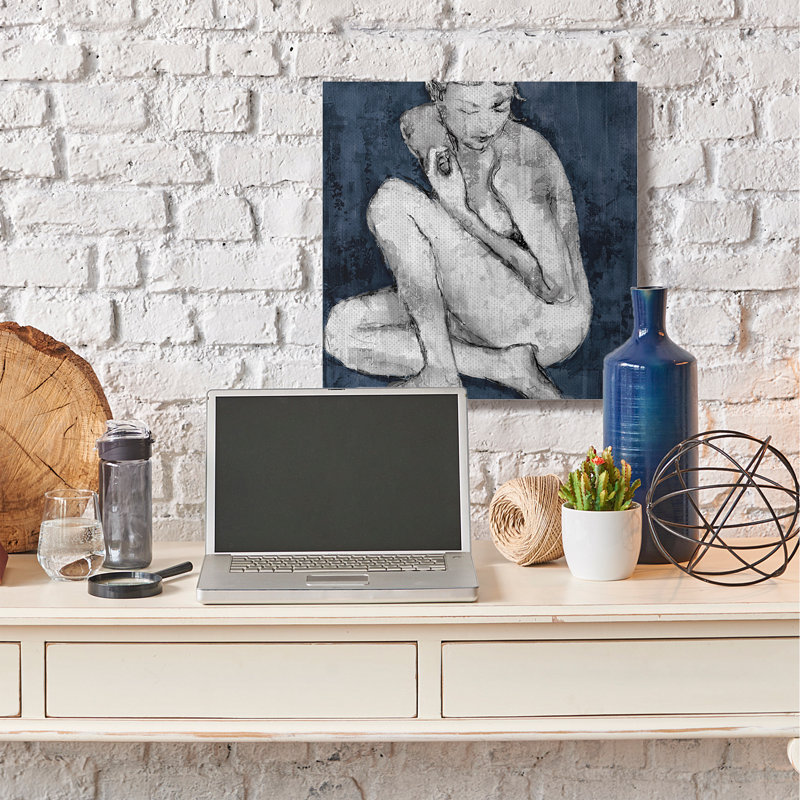 « féminin figures gray blue » par tiers et « wall », reproduction de peinture, H 36 po x l 36 po x P 1,5 po, Toile tendue