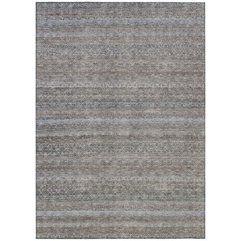 Machine Washable Indoor/Outdoor Xhevrie Brown Rug, Rectangle 10' x 14'