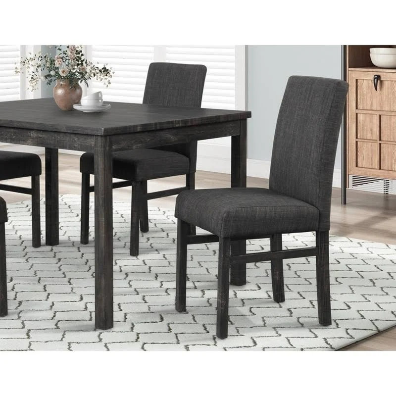 Ensemble de 2 chaises de salle à manger transitionnelles, Gris anthracite, Gris anthracite