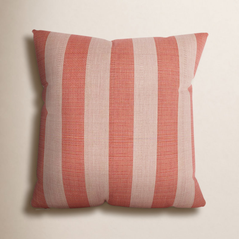 Lani Sunbrella® Indoor/Outdoor Throw Pillow, Pink/Cream, Square 14"