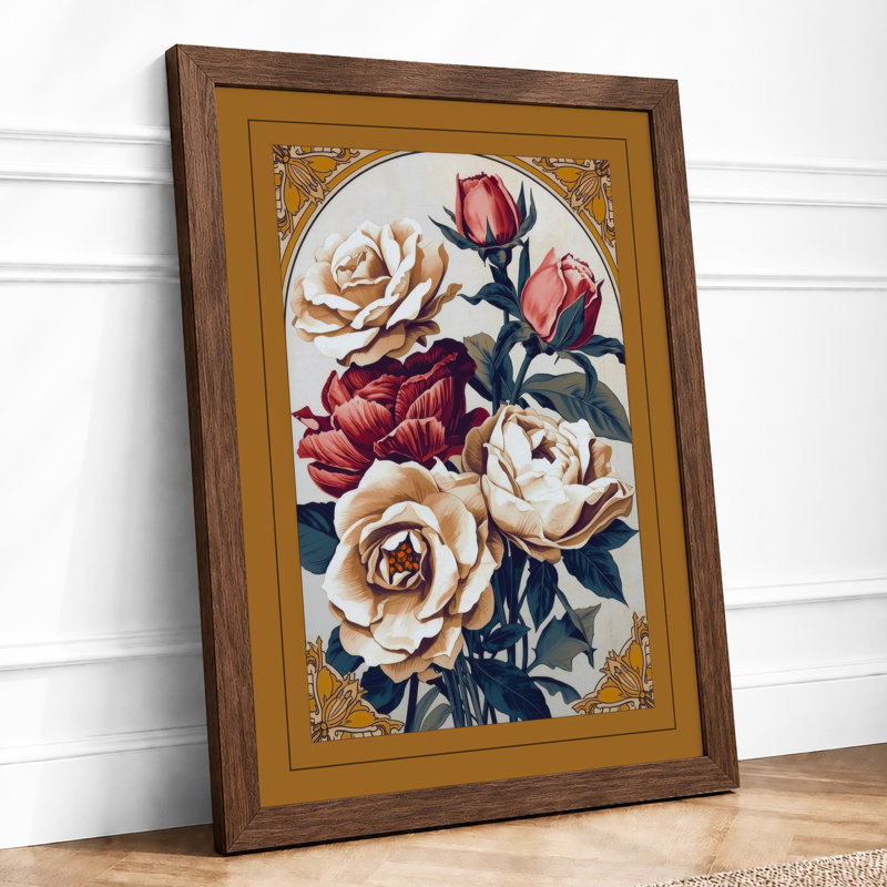 Victorian Rose Compendium Botanical - Print, Walnut, A1 - 84.1 x 59.4 cm