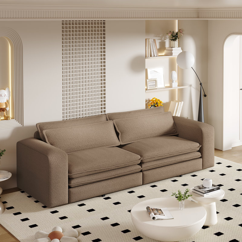 Teddy 93" King Size Sleeper Sofa Bed, Pull Out Sofa Bed, 3 in 1 Convertible Sleeper Sofa, Camel