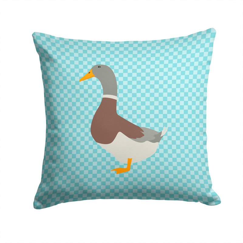 Coussin décoratif extérieur éclectique canard check, 14 po x 14 po, Bleu