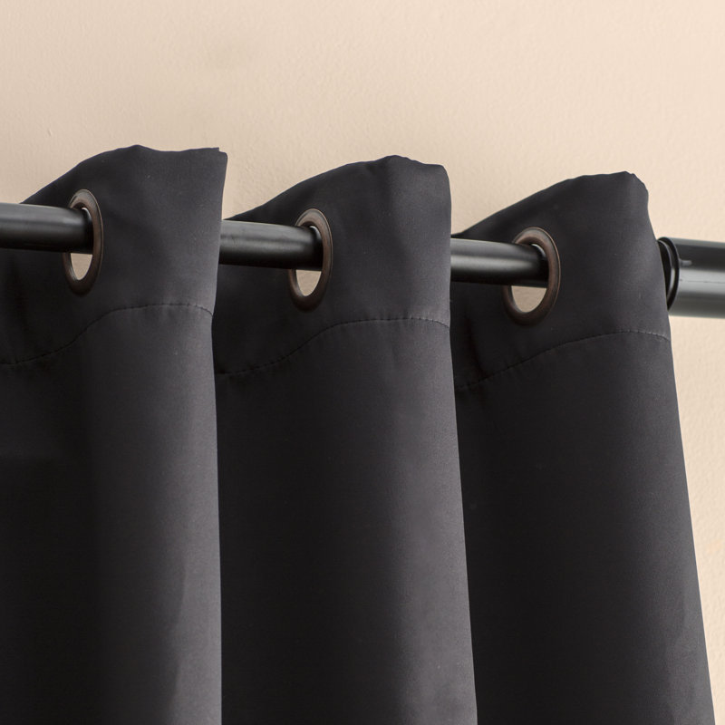 Adina Sevan Solid Thermal Grommet Curtain Panels, Black, 52"W x 96"L