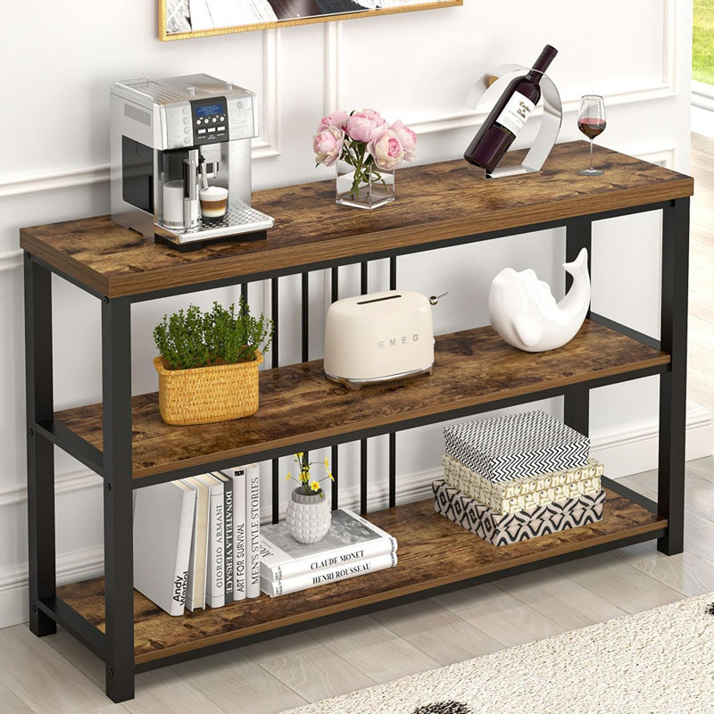 Industrial Console Table, 3 Tier Entryway Table, Sofa Fo...