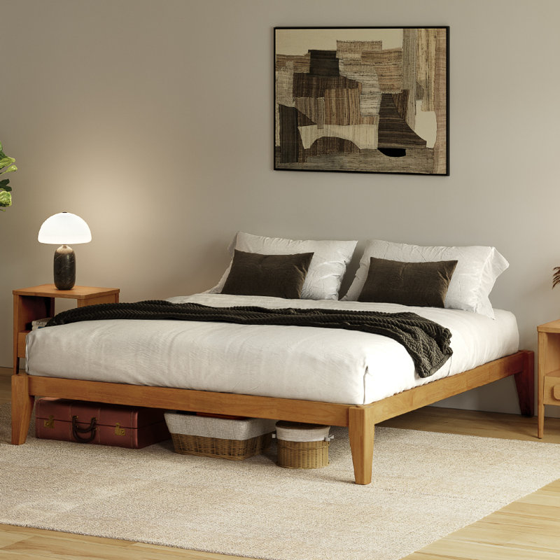 Carruthers Japanese Joinery Bed Frame, Premium Solid Wood Platform Bed Frame with Wood Slat Support, No Box Spring Needed, Easy Assembly, Minimalist & Modern Style