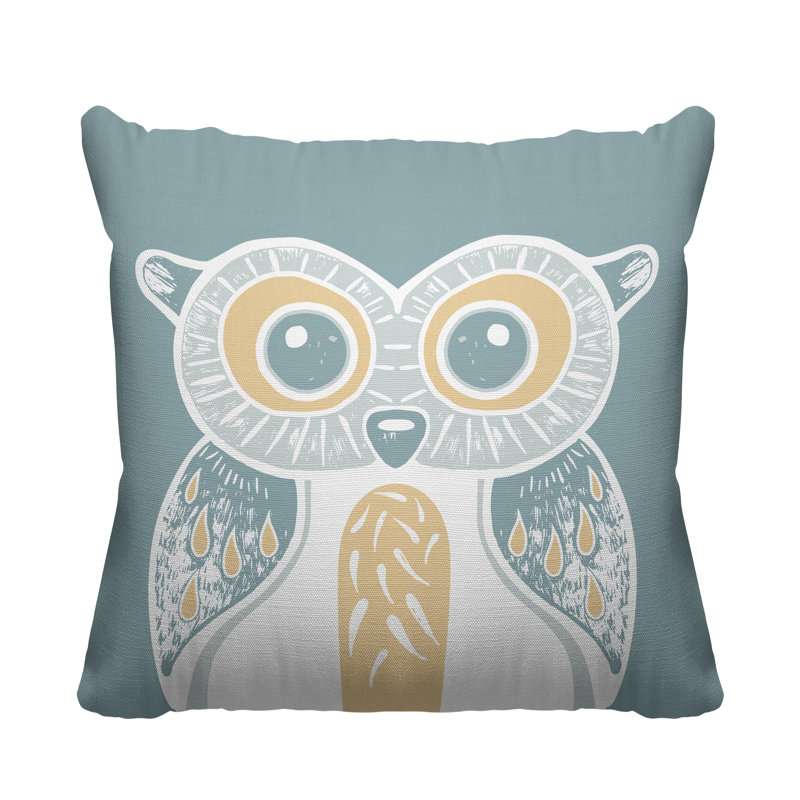 Coussin intérieur Addison Woodland Owl, L 17 po x H 17 po, Émeraude