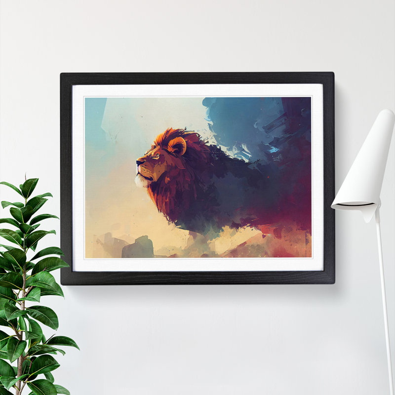 Lion Vol.1 - Single Picture Frame Painting, Black, 46cm H x 64cm W x 2cm D