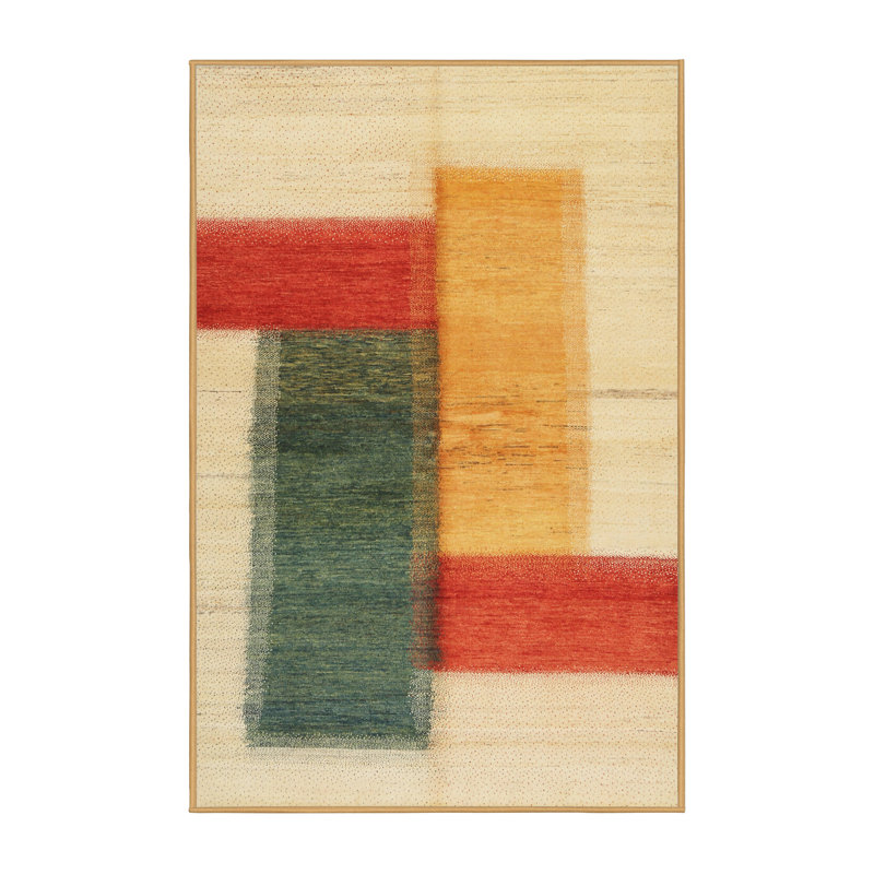 Tapis brun/rouge/gris zone contemporaine, Rectangle 4 pi x 6 pi