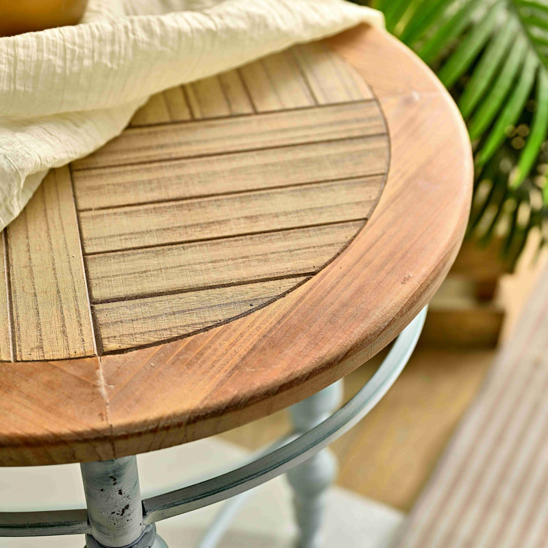 Table de bout décorative rustique en bois 20,08 "facile à assembler, table de bout ronde avec pieds en métal