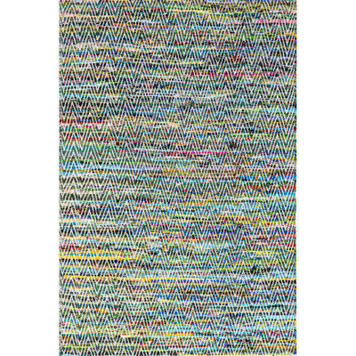 Handmade Tufted Chevron Striped Green Rug