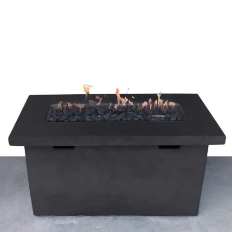 Table foyer au propane en béton renforcé de fibres, H 25 po x l 42 po, chaleur, finition rouille