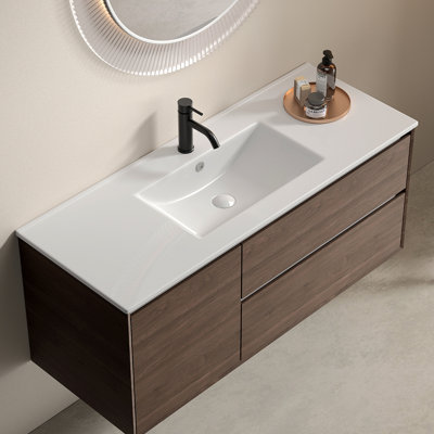 Ceramic Bathroom Sink Only– 121 X 46 X 17Cm Thin Edge Vanity Basin, Single Bowl  Countertop Porcelain Wash Basin For Bathroom, Toilet, Powder Room (No Faucet, No Drain )
