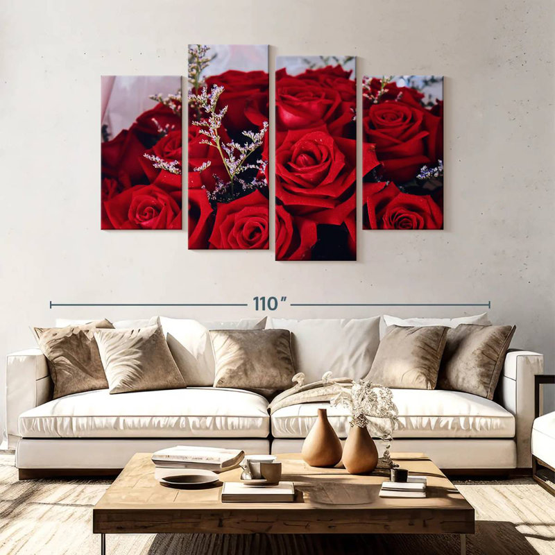 Bouquet de roses rouges Hardie, H 54 po x l 84 po