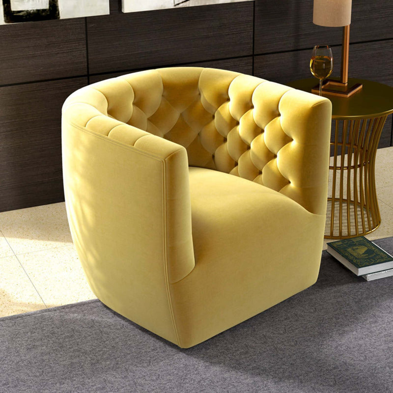 Chaise pivotante en velours Delaney, Doré
