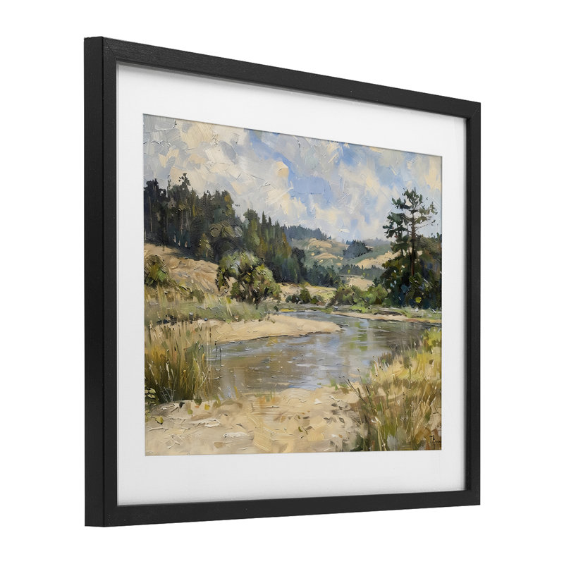 Sunlit River Landscape, reproduction encadrée sous verre, design par LSR Creative Studio, H 13 po x l 16 po