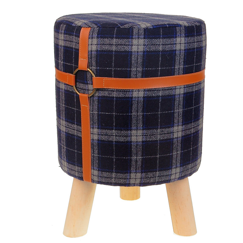 Tabouret décoratif velours Benefiel, Bleu