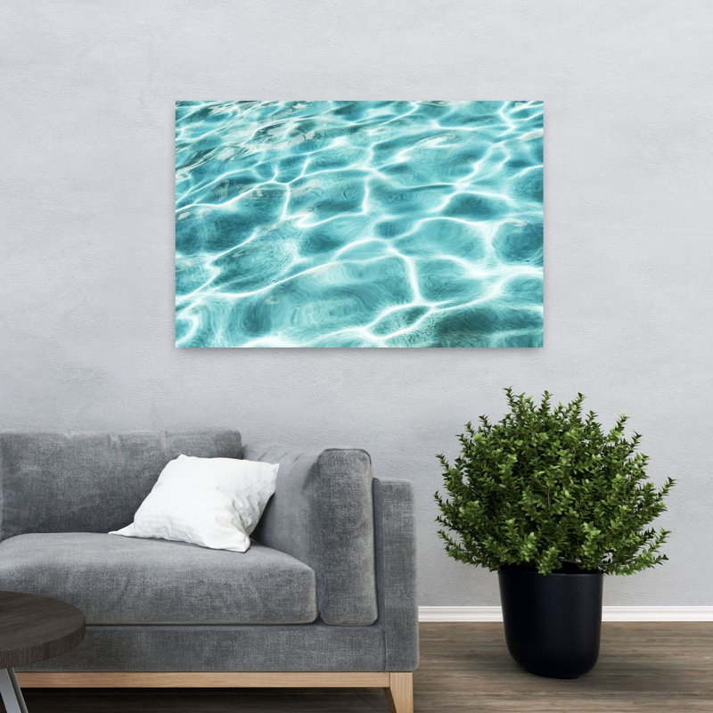 Art abstrait marin bleu sarcelle, H 32 po x l 48 po
