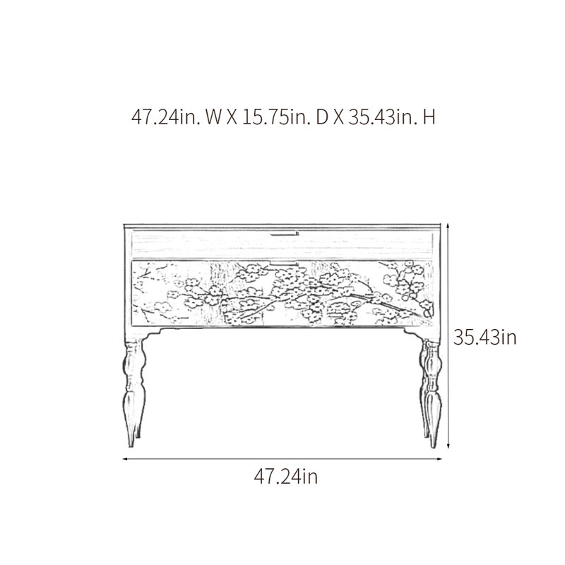 Retro Multifunctional Console Table with Drawers, Black
