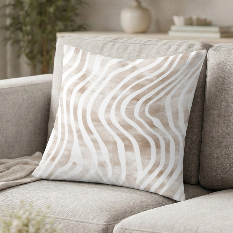 Coussin décoratif abstrait - coussin beige Modern, H 18 po x l 18 po