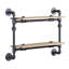 Étagère murale à 2 niveaux en chêne, structure en métal, style tuyau d'eau, tablette l 9 po, 12 po pour rangement élégant en chêne et noir sableux, look, Gap Office Home Decor