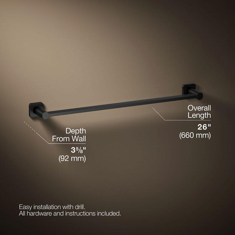 Parallel Towel Bar, Matte Black, 24"W