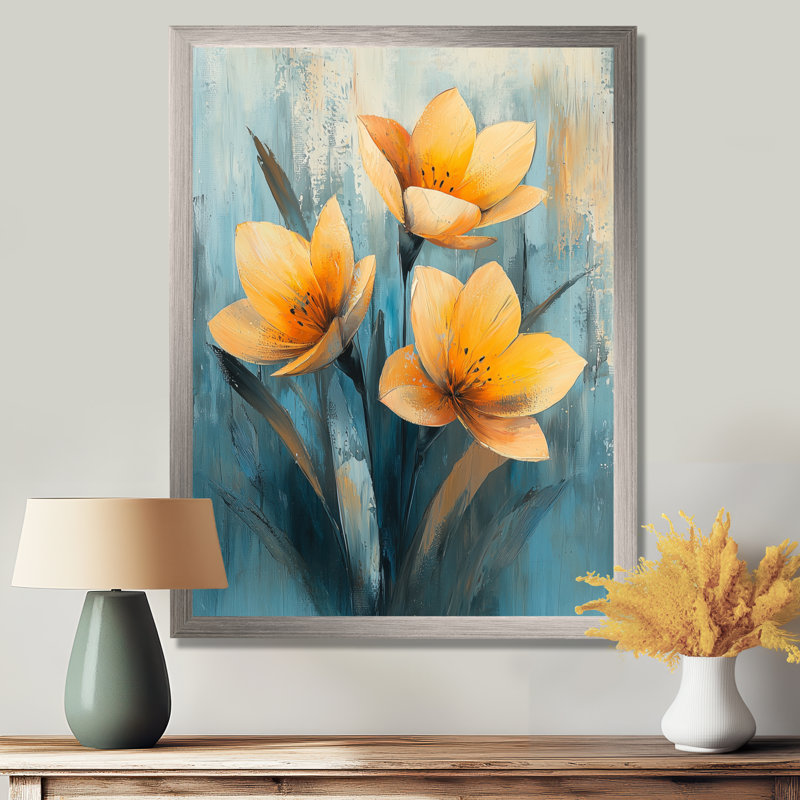 Henderson - Floral Canvas Art Print, Argent argent, H 20 po x l 12 po, Reproduction encadrée d'une seule photo