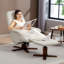 HOMCOM Linen Swivel Recliner Chair with Footstool Upholstered Beige