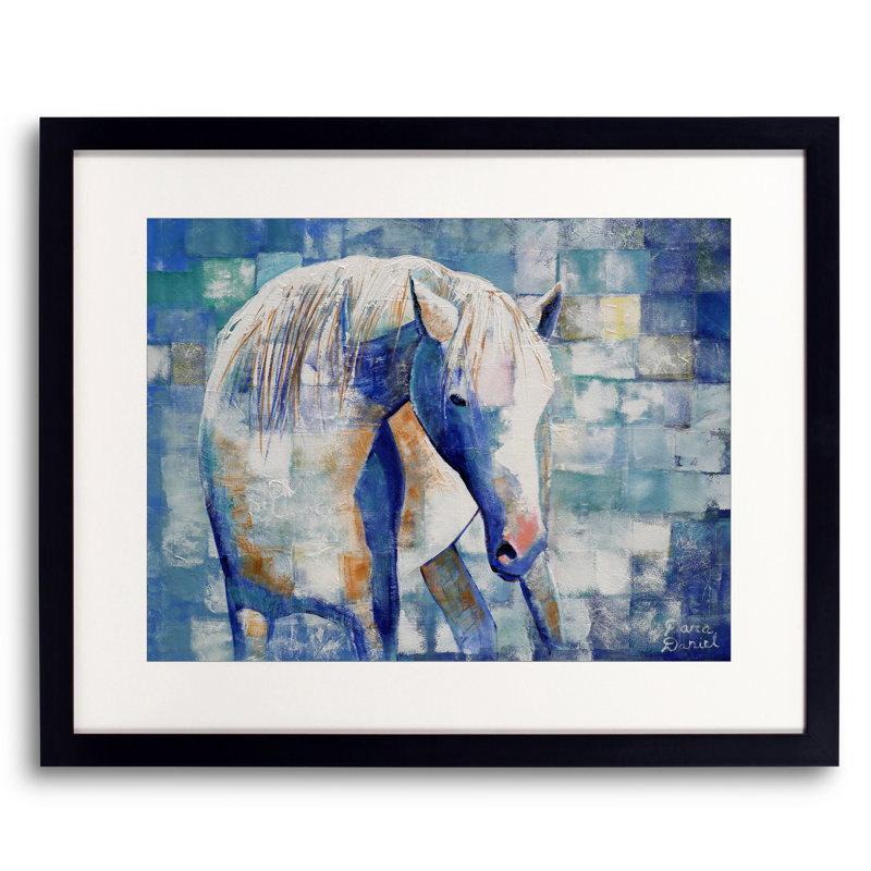 Étalon par Dara Daniel - Peinture, Blanc, H 17,25 po x l 21,25 po x P 0,88 po, Papier avec cadre noir