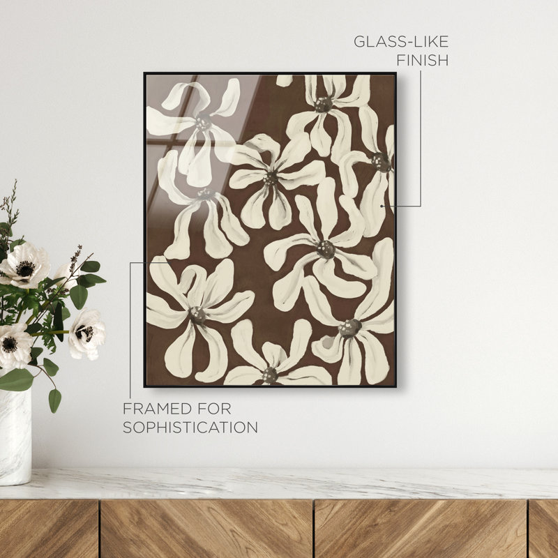 Dancing Jasmine High-Gloss Frameless Acrylic Glass Wall Art Floral & Botanical Print by Oliver Gal, Ready to Hang, 16 x 20