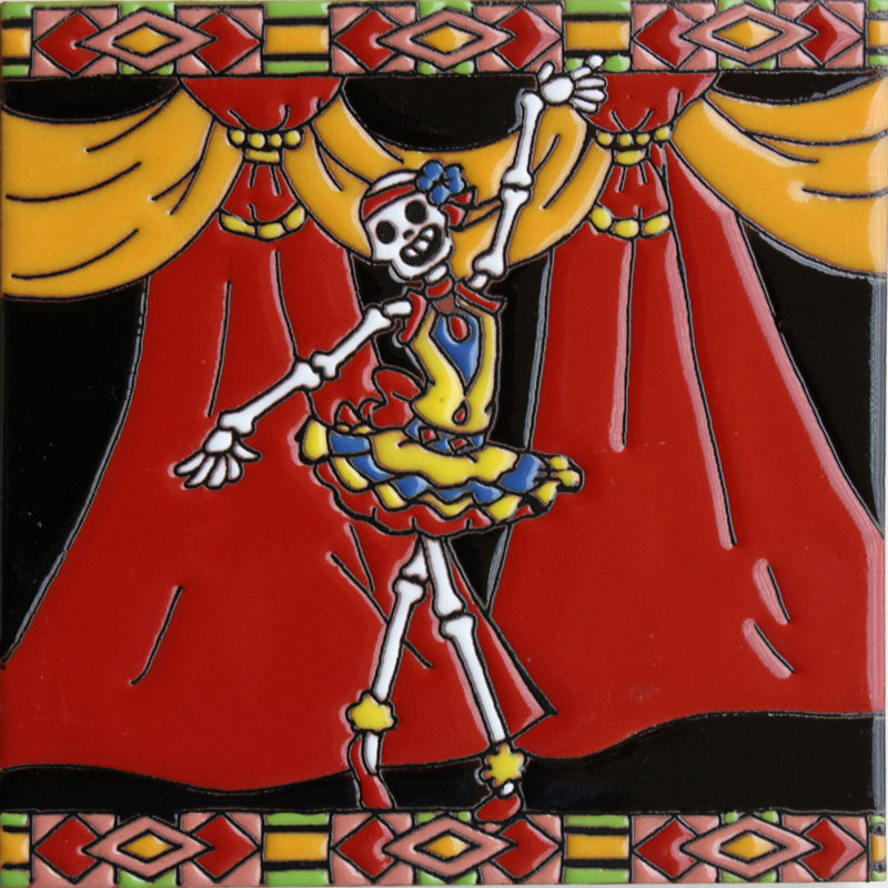 Danseuse de ballet TalaMex. Carreau d'argile Day-Of-The-Dead
