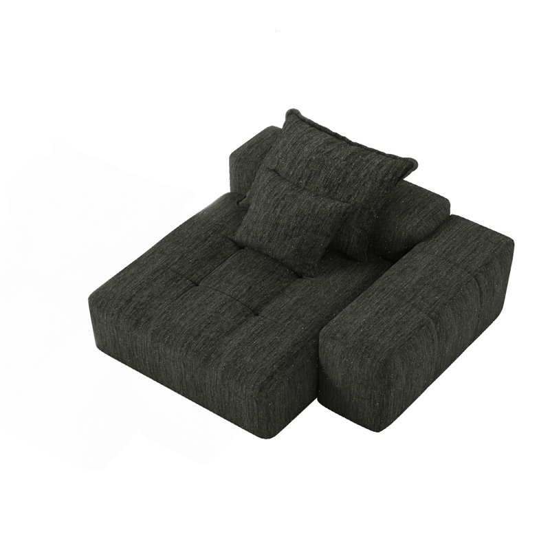 Canapé modulaire moderne surdimensionné avec 2 coussins, canapé moderne, Noir