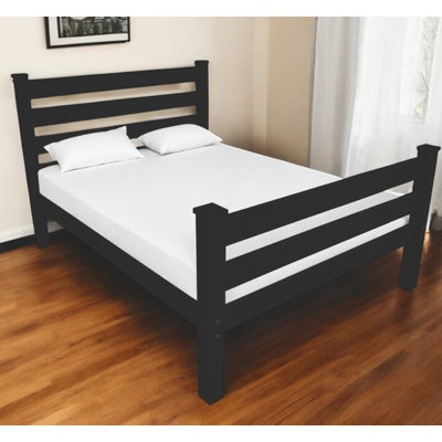 Black Solid Wood Full Bed Frame
