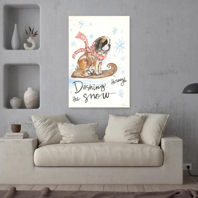 Dashing Through The Snow St. Bernard, H 36 po x l 24 po