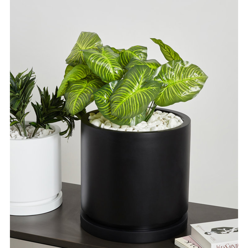 Pot à fleurs Finnly, H 11,75 po x l 11,5 po x P 11,5 po, Noir