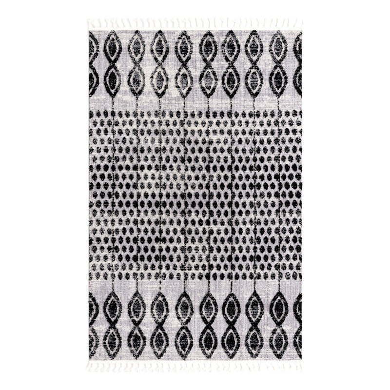 Tapis noir à motif géométrique Orlando, Rectangle 6 pi x 9 pi