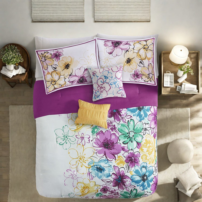 King Floral Bedding Sets, Polyester Microfiber Comfort, Bedroom Decor