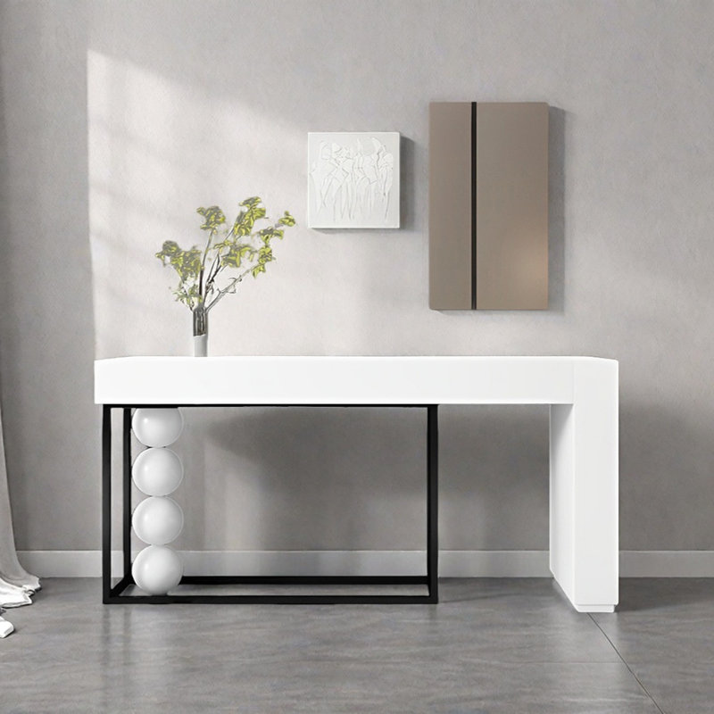 Console Modern Minimalist Art, H 35,43 po x l 62,99 po x P 15,75 po, Noir / blanc, Blanc