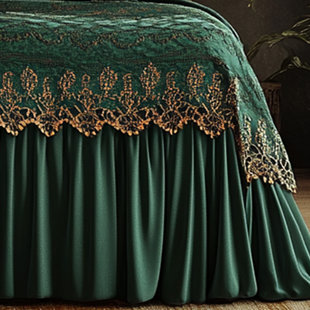 Gold Lace Embroidered Bed Skirt